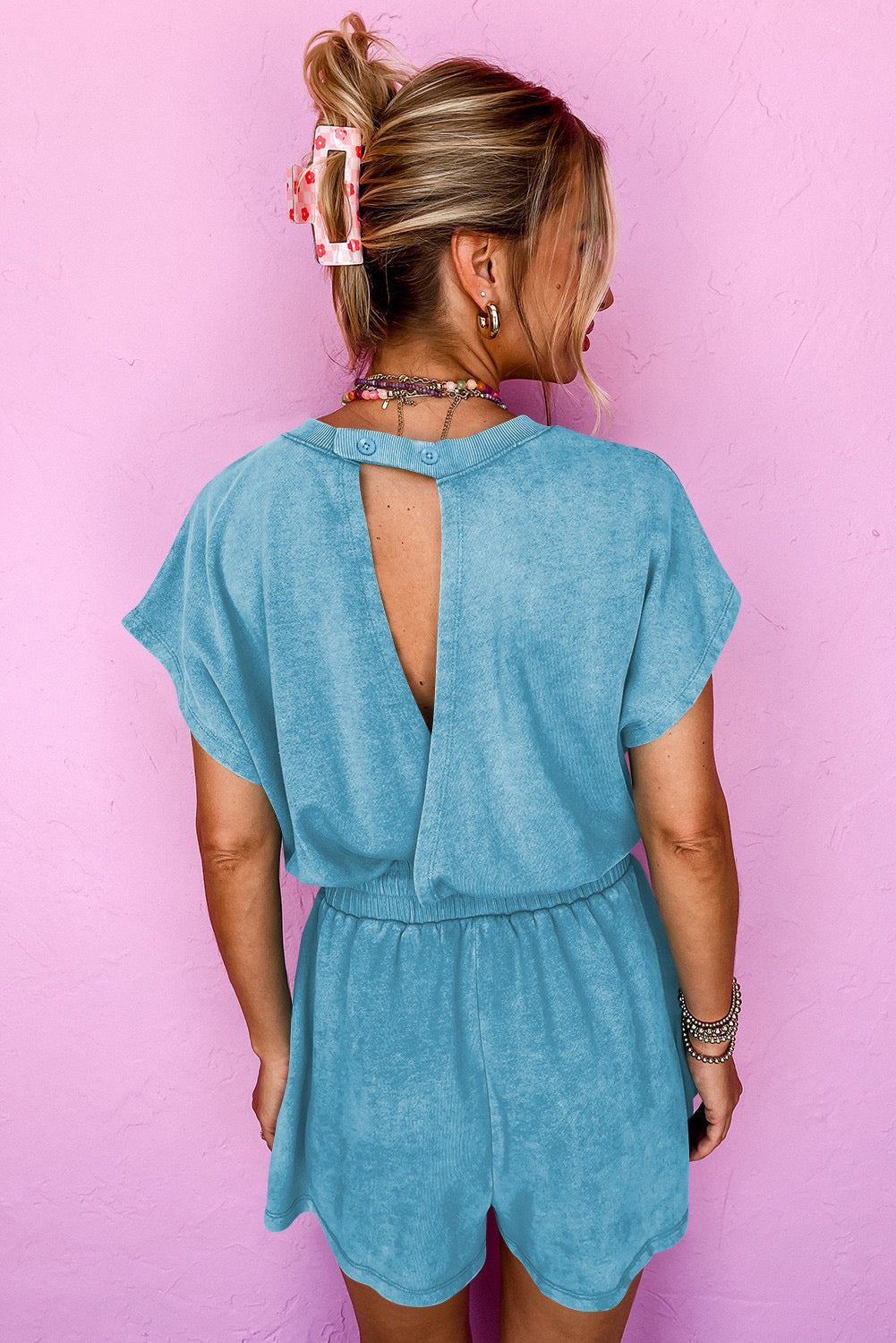 Blue Mineral Washed Romper LT