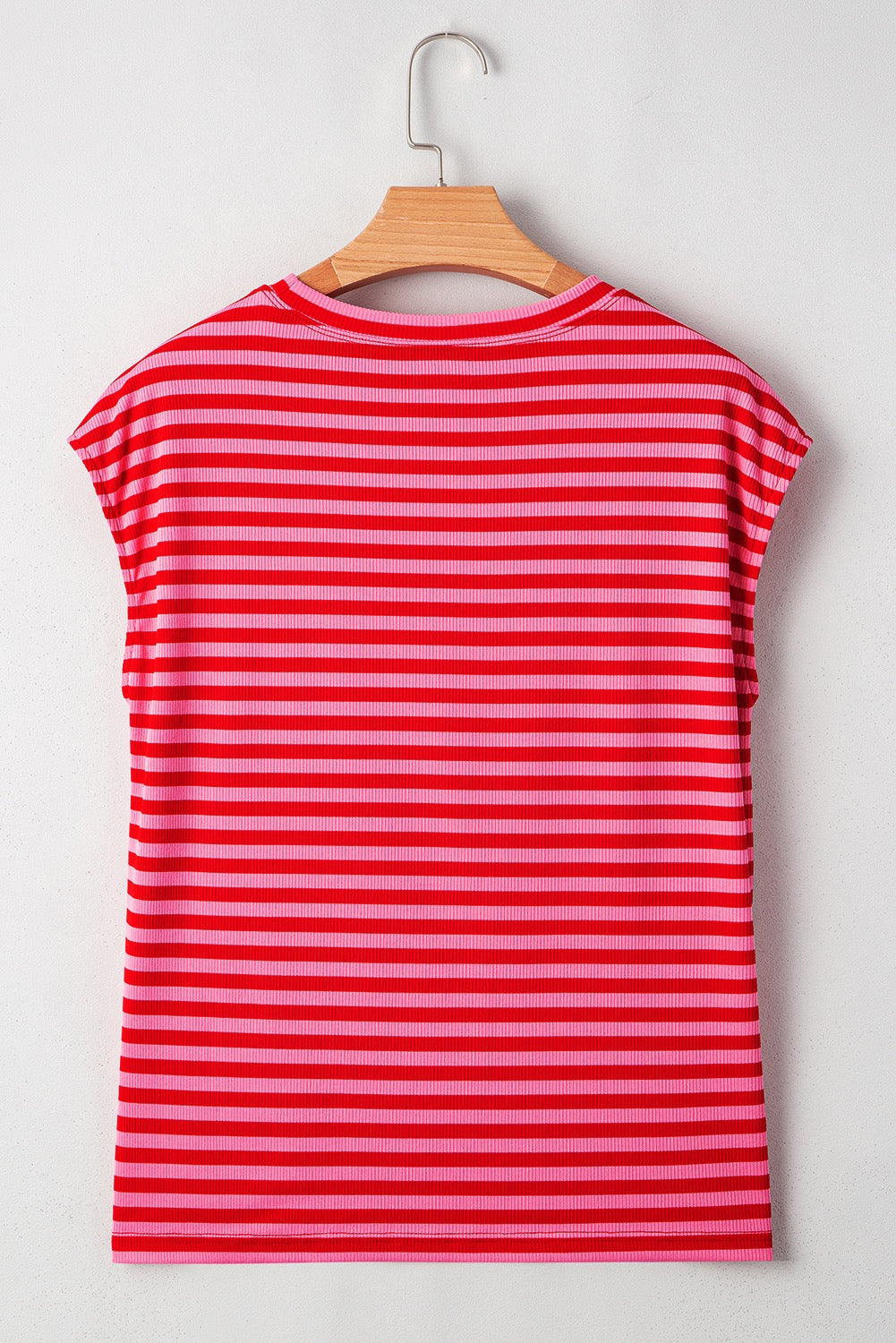 Red Striped Ribbed Top LT