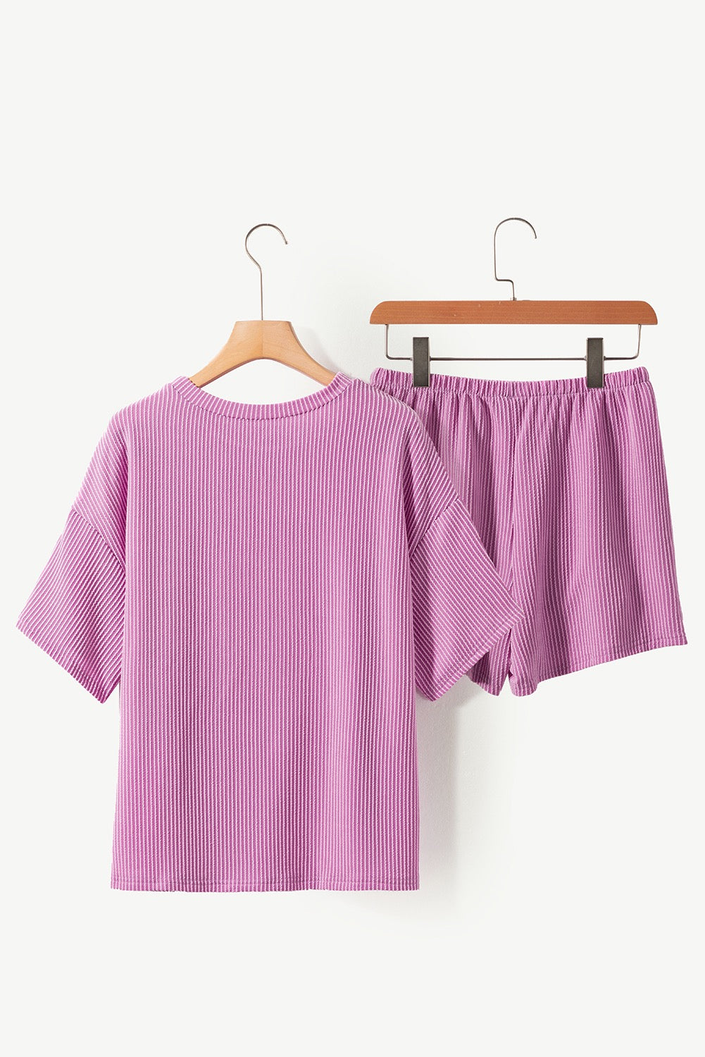 Pink Ribbed Shorty Set LT
