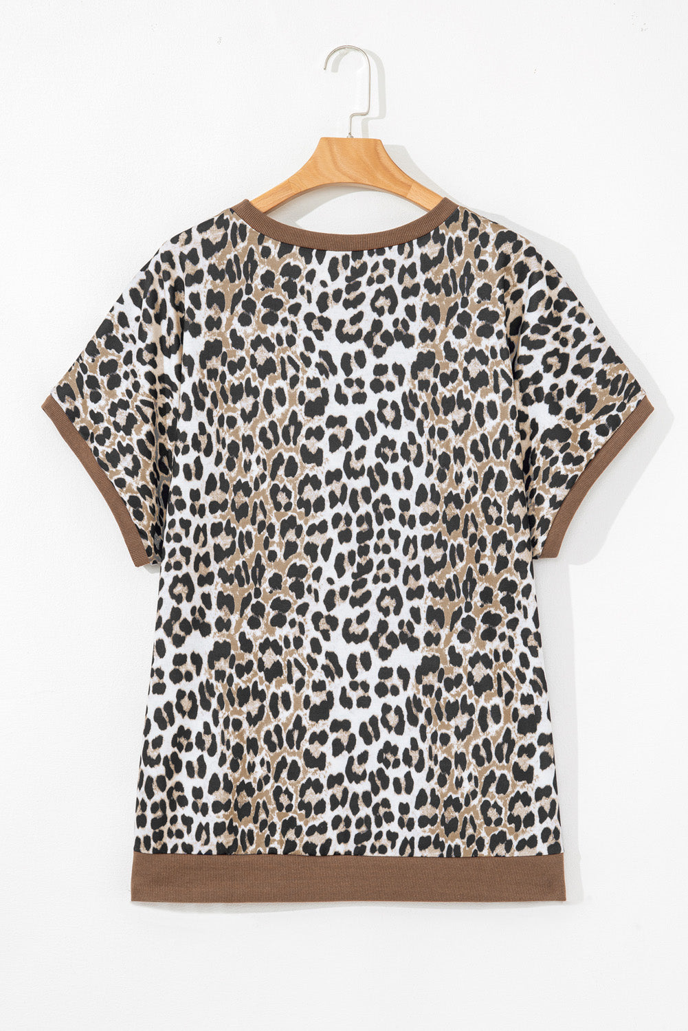 Leopard Contrast Trim Plus Size Top RTS