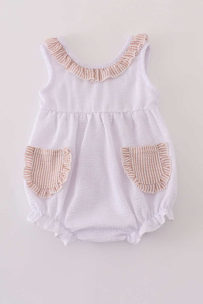 Brown white seersucker ruffle bubble