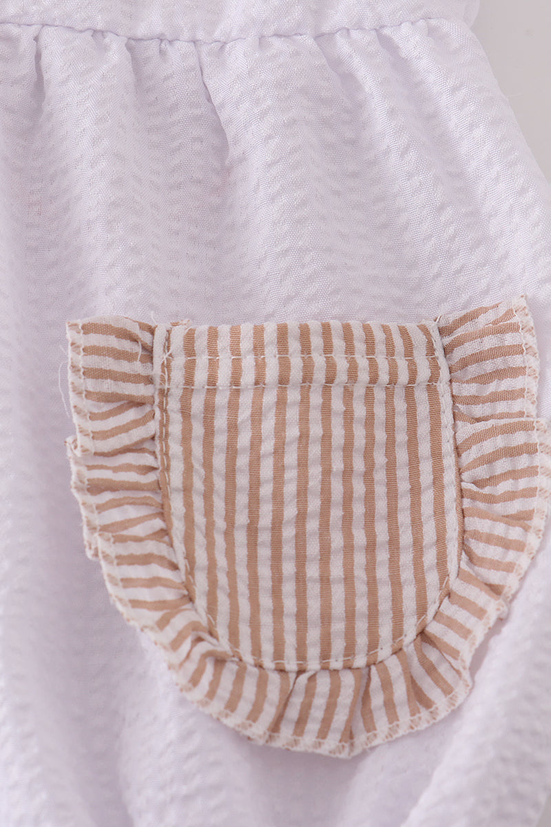 Brown white seersucker ruffle bubble