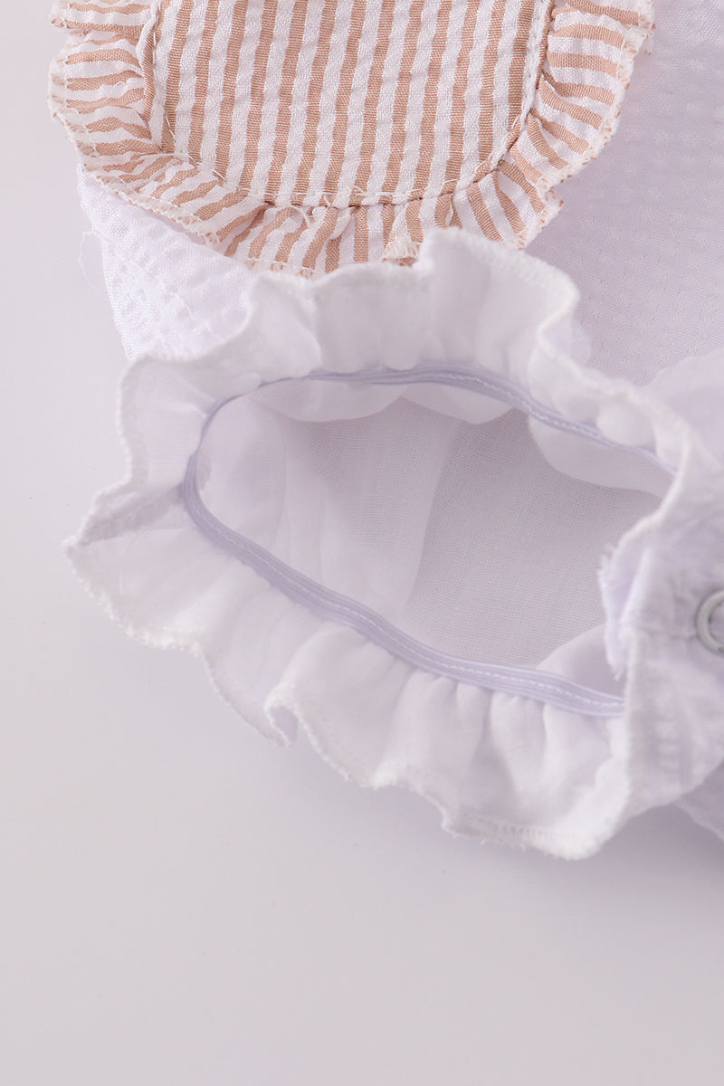 Brown white seersucker ruffle bubble