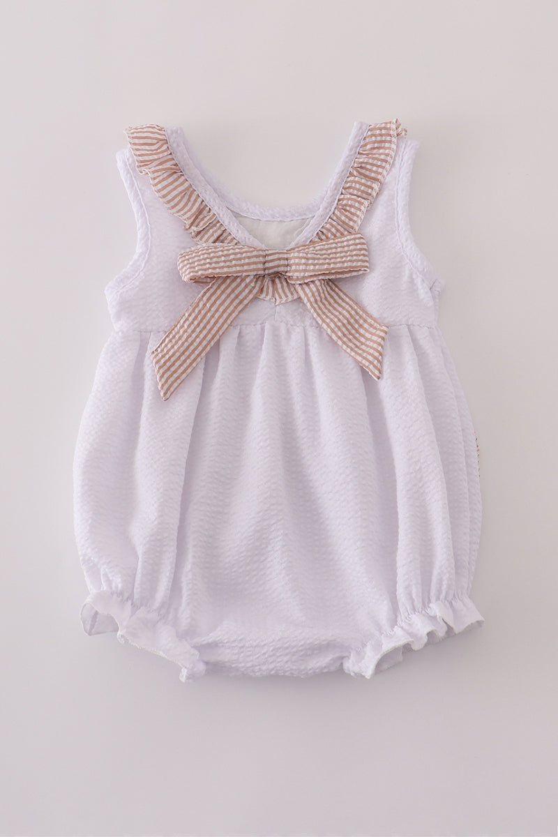 Brown white seersucker ruffle bubble