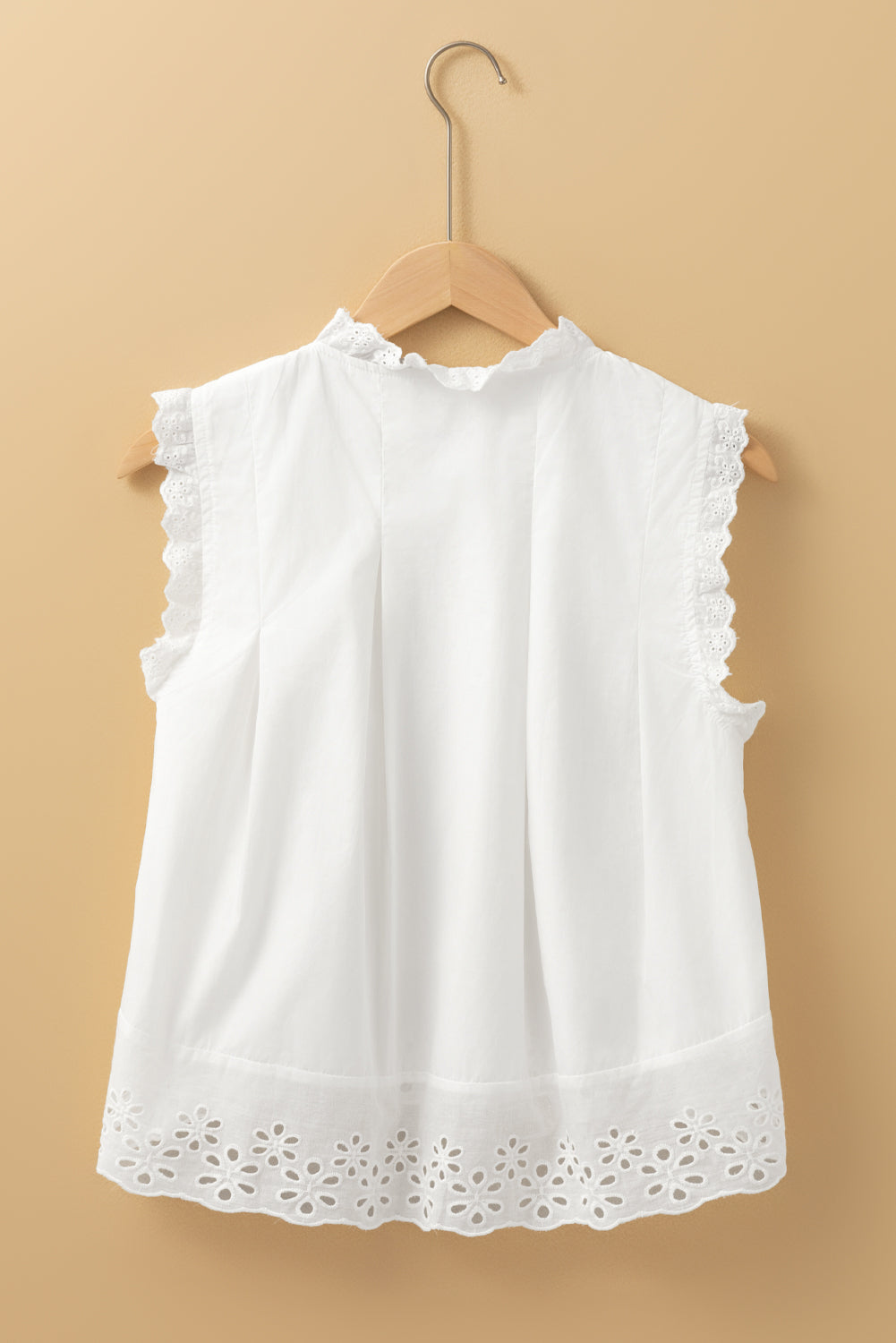 White Eyelet Sleeveless Shirt RTS