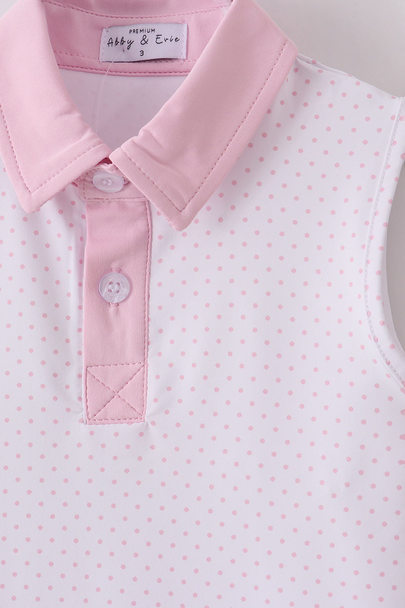 Pink active gingham skorts set