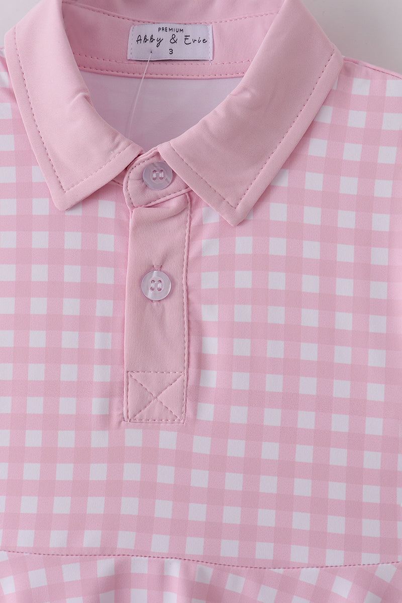 Pink active gingham dress set