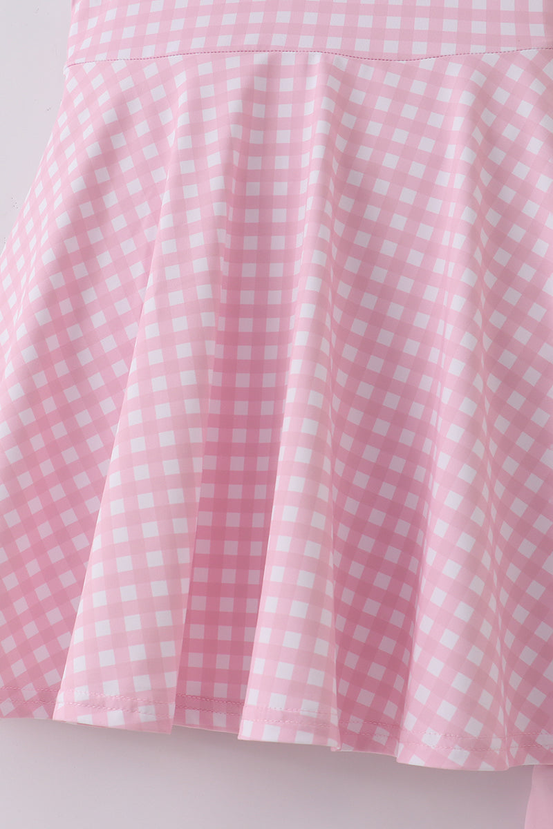 Pink active gingham dress set