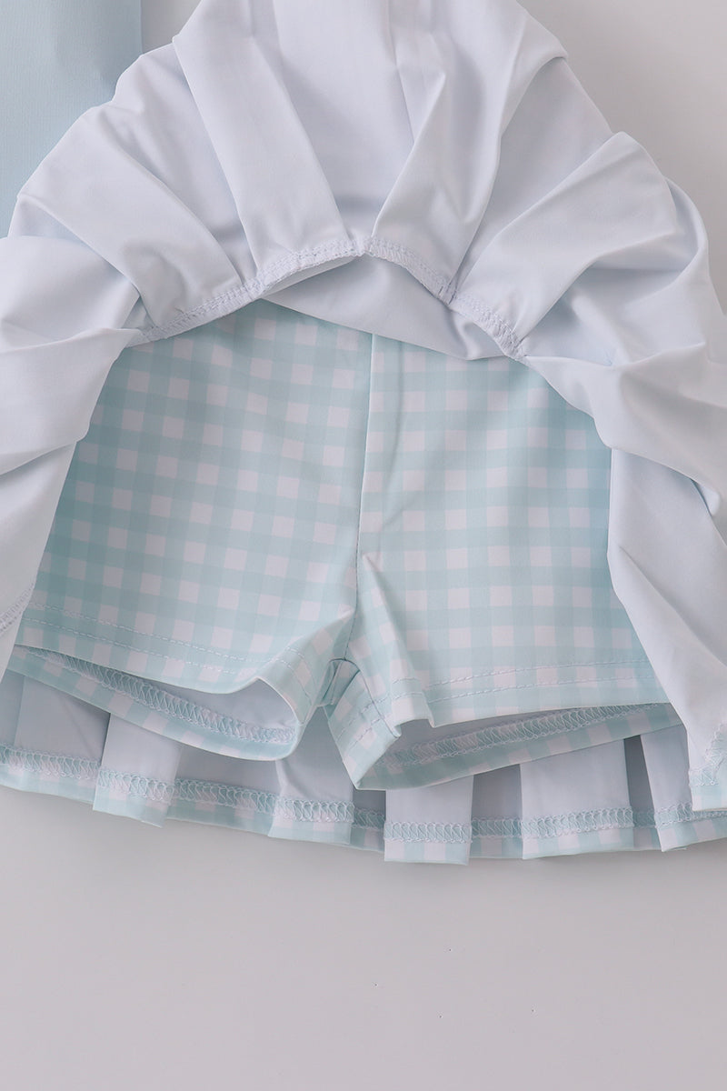 Blue active ruffle skorts set