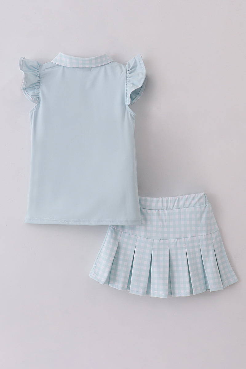 Blue active ruffle skorts set