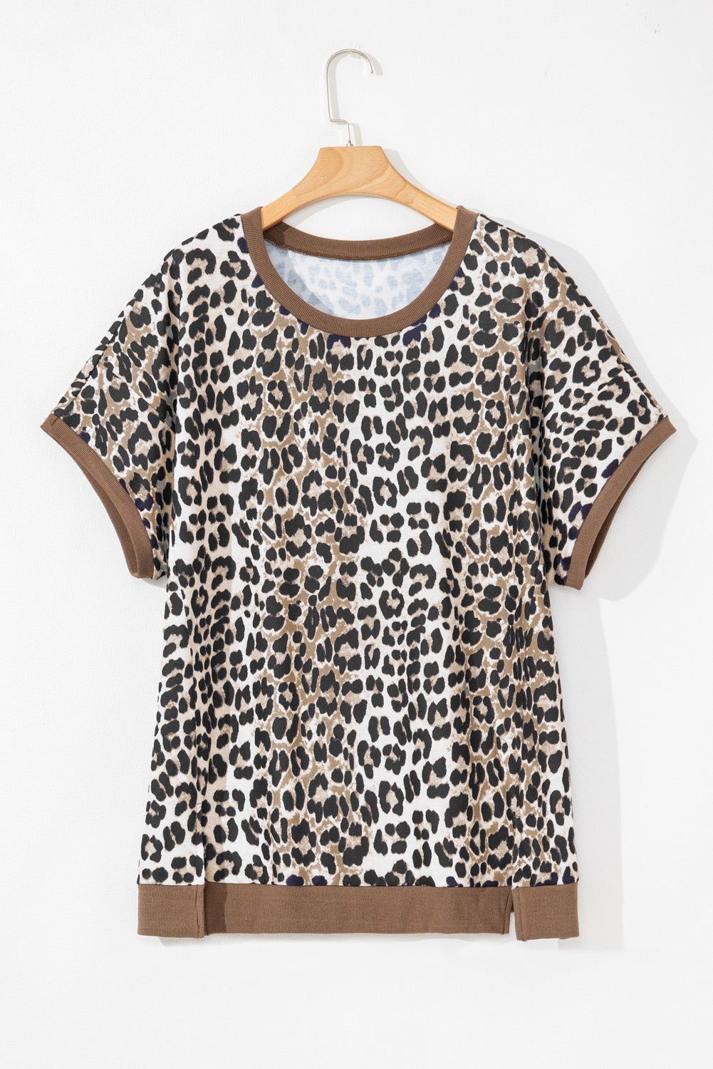 Leopard Contrast Trim Plus Size Top RTS