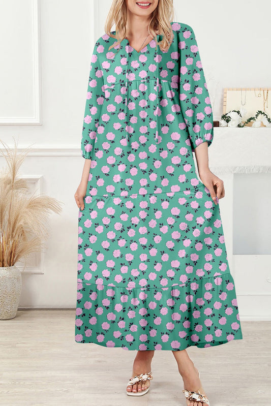 Mint Green Rose Print Maxi RTS