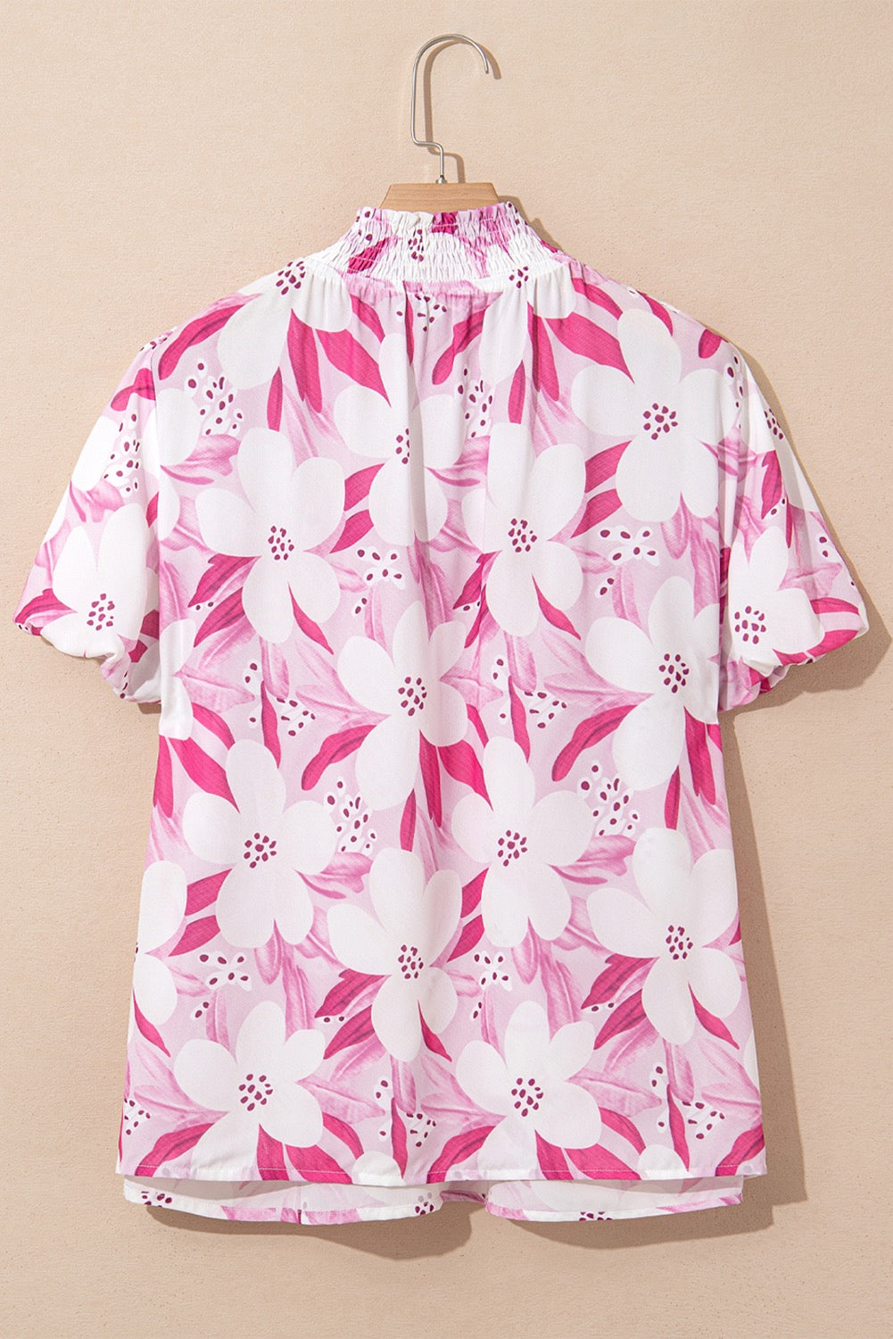 Pink Floral High Neck Blouse LT