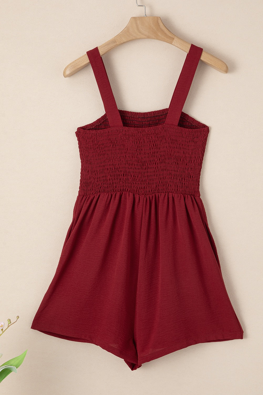 Burgundy Smocked Romper LT