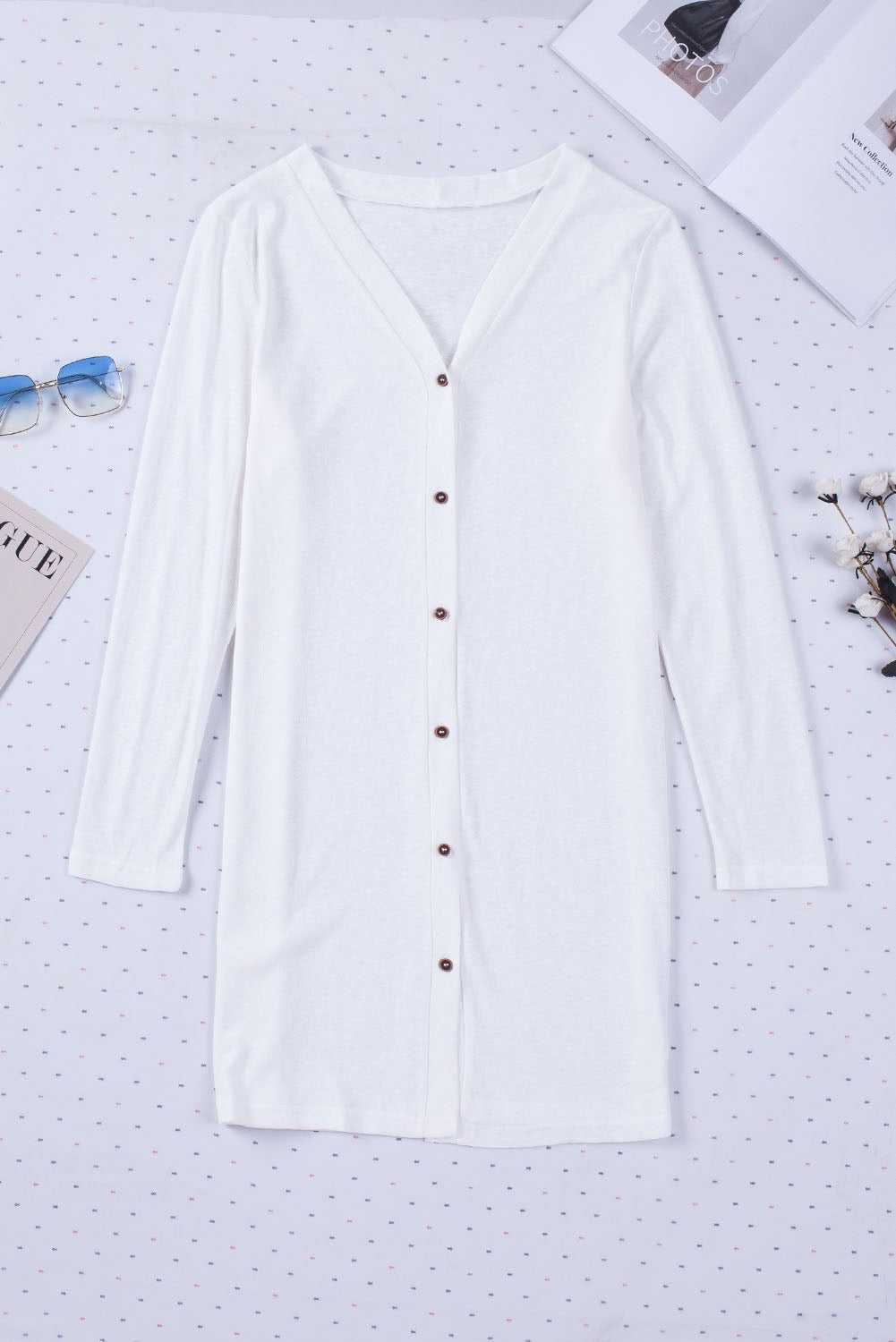 White Button Cardigan LT