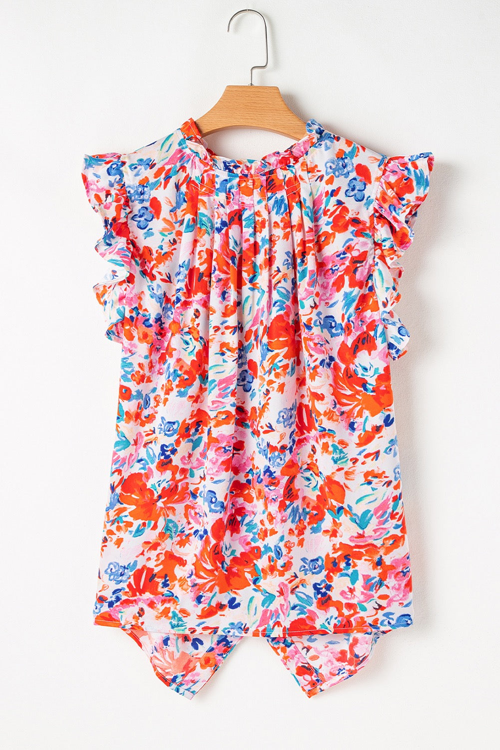 Red Frilled Floral Tank Top LT