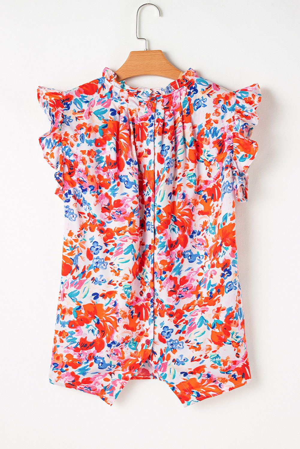 Red Frilled Floral Tank Top LT