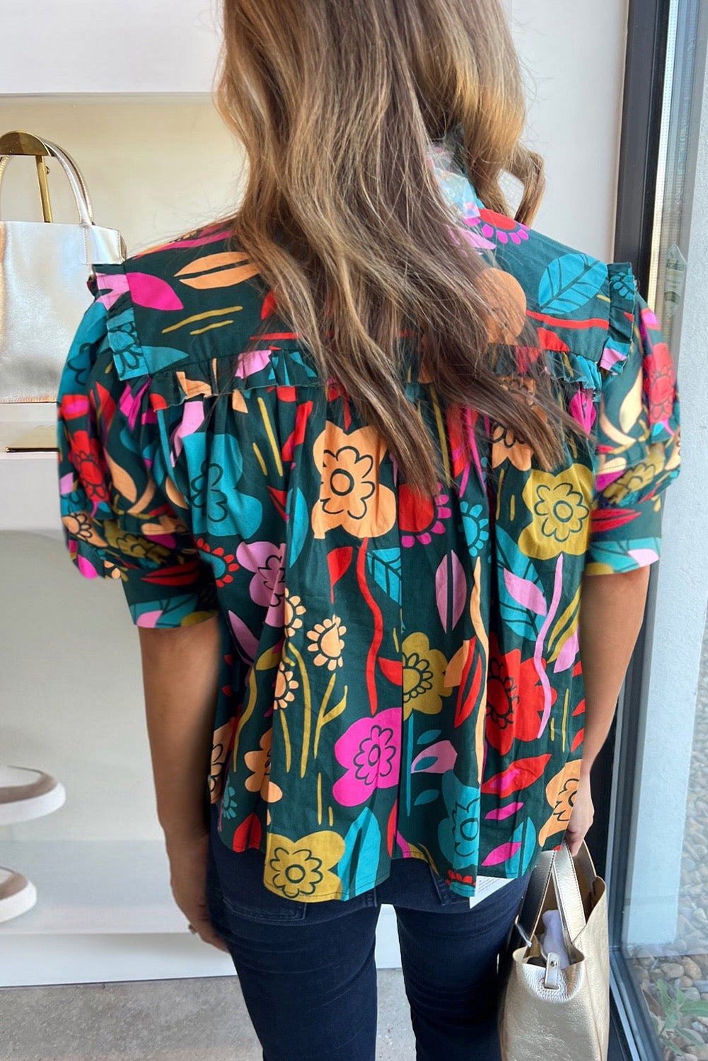 Green Floral Tied Blouse LT