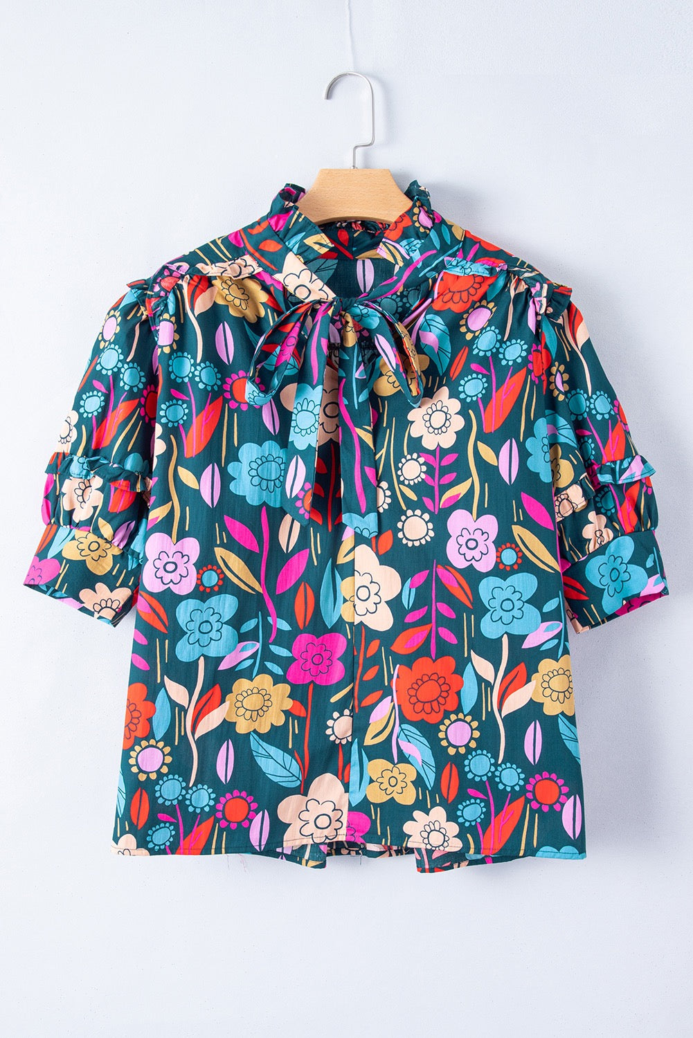 Green Floral Tied Blouse LT