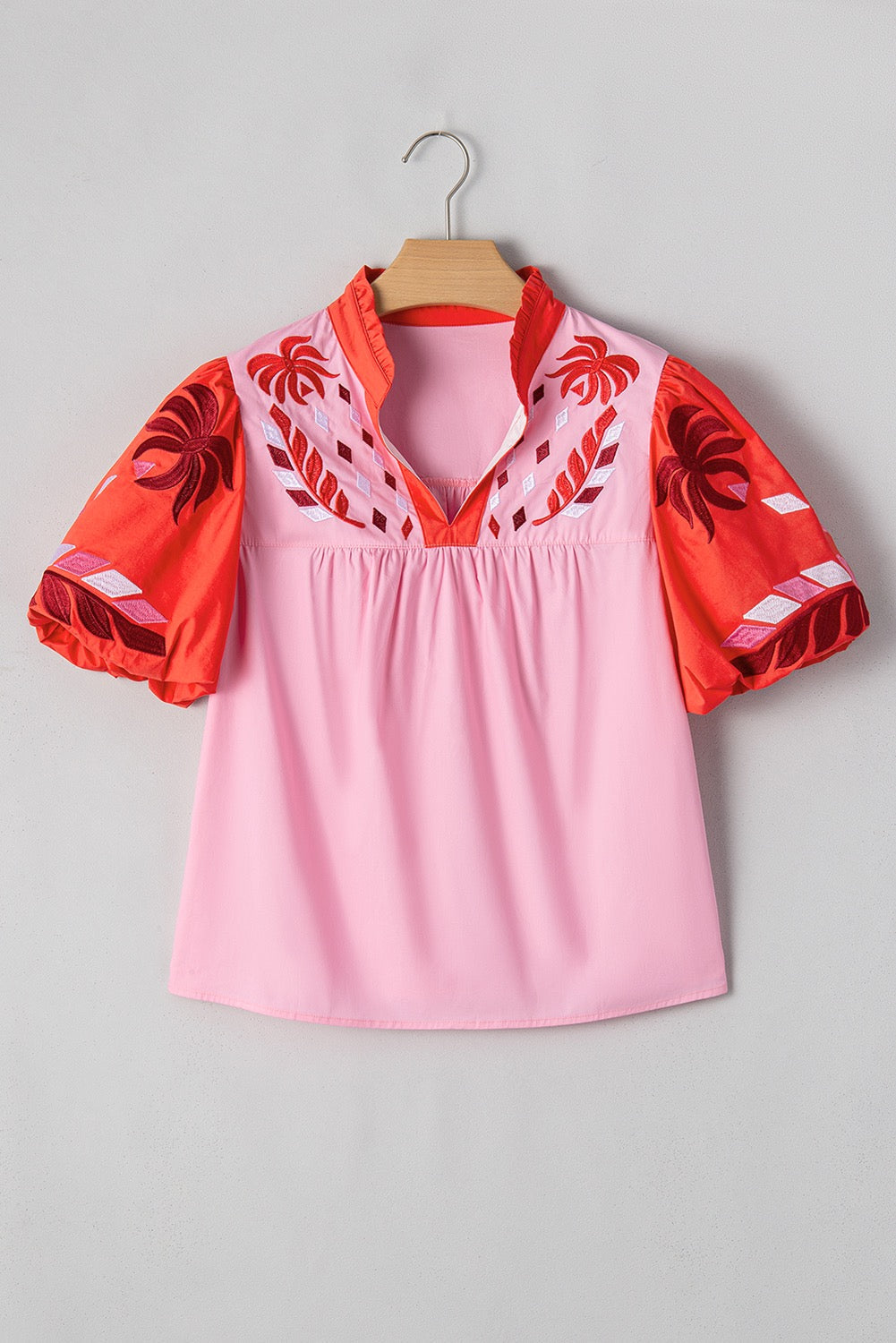 Pink and Red Embroidered Blouse LT