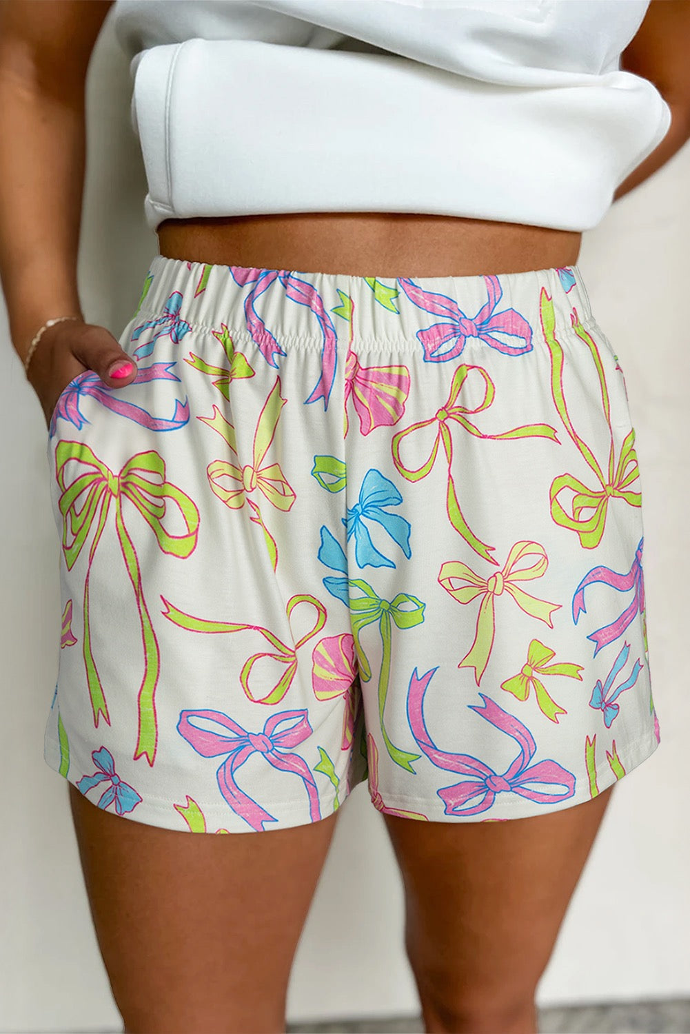 White Bow Lounge Shorts LT