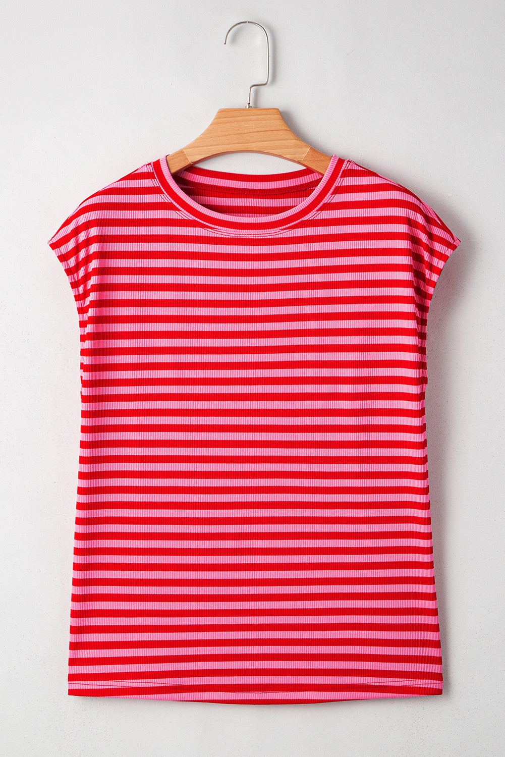 Red Striped Ribbed Top LT