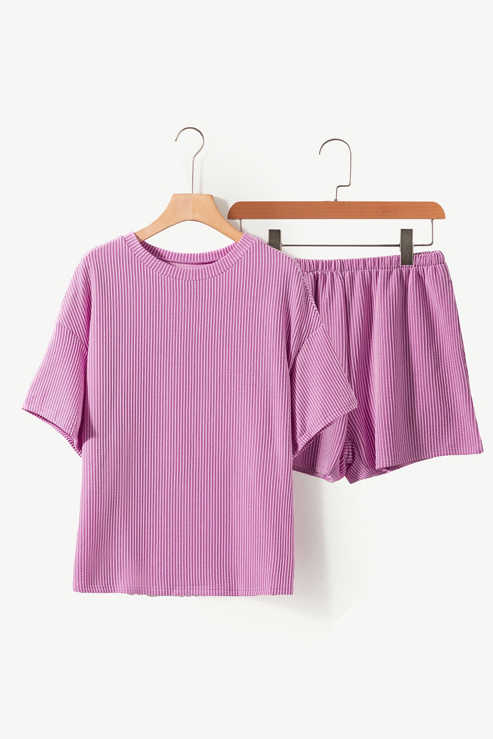 Pink Ribbed Shorty Set LT