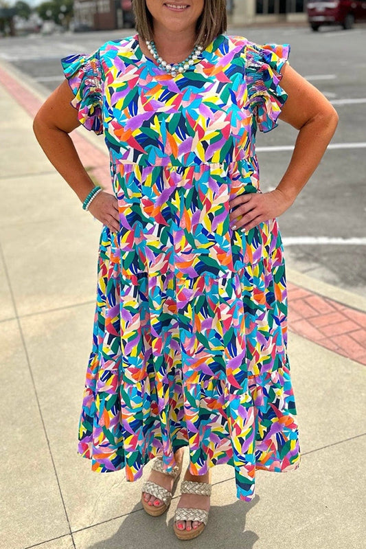 Geometric Print Plus Size Maxi LT