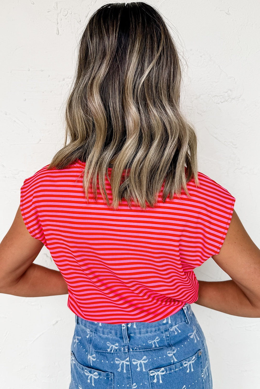 Red Striped Ribbed Top LT