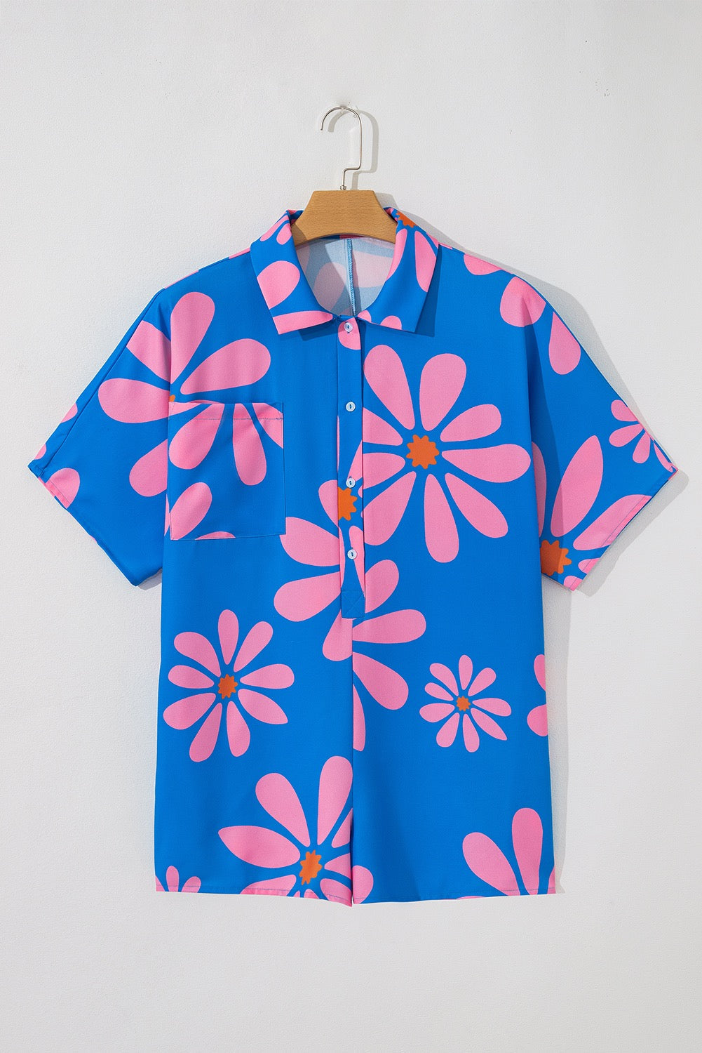 Blue Flower Print Romper RTS
