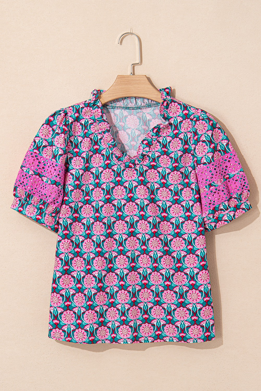 Pink Abstract Floral Blouse RTS