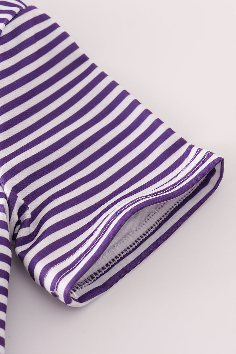 Purple clemson embroidery stripe button down shirt