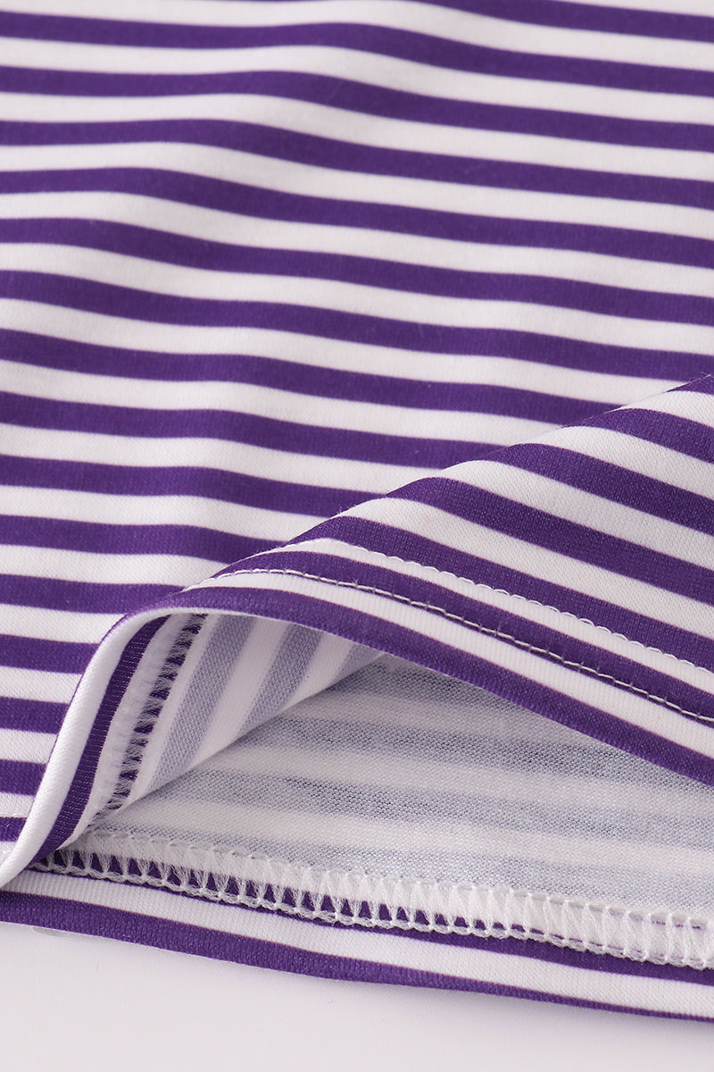 Purple clemson embroidery stripe button down shirt