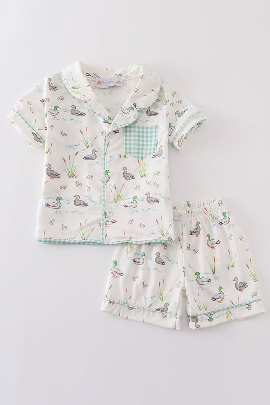 Sage duck boy pajamas set