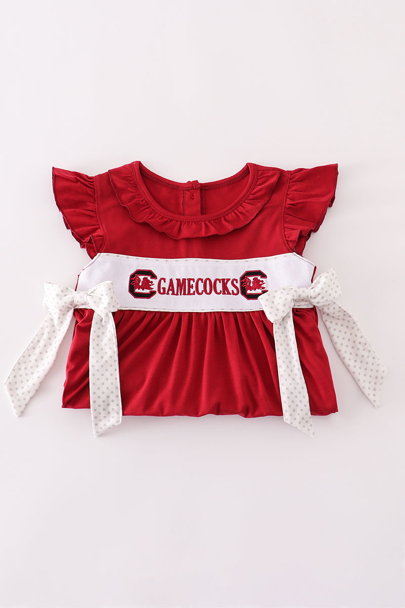 South Carolina Gamecocks embroidery ruffle dress