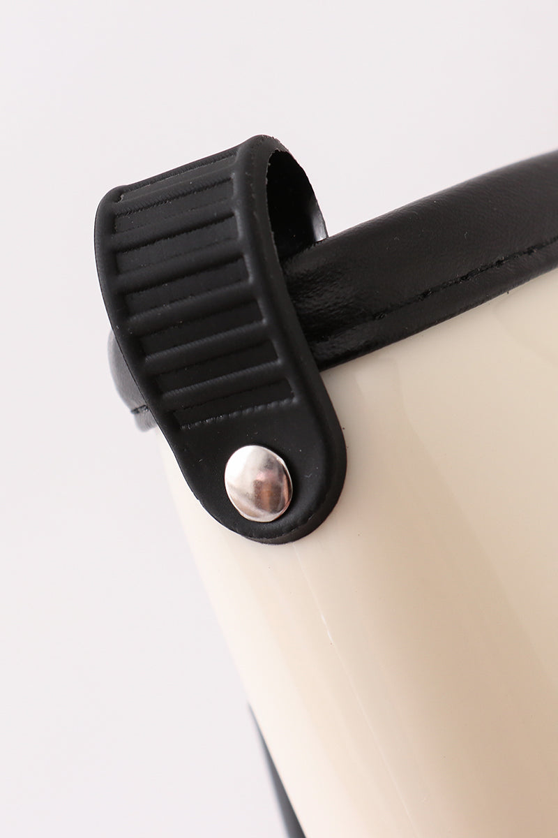 White & black bow rain boots
