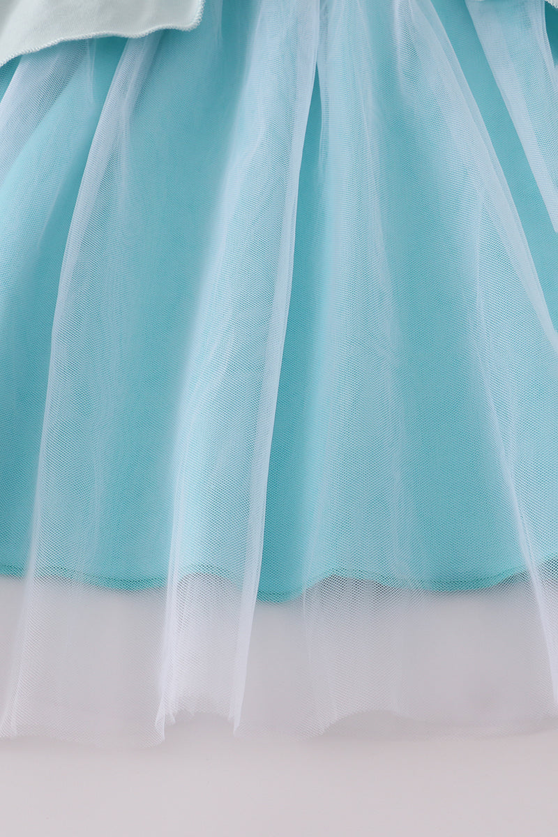Sky princess embroidery ruffle dress