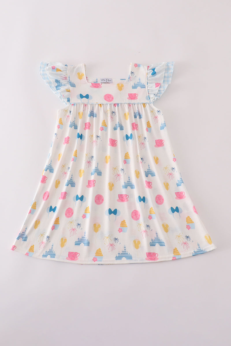 Fireworks castle print dress