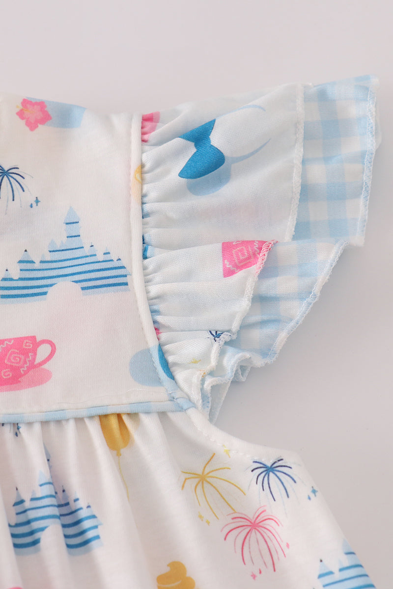 Fireworks castle print dress
