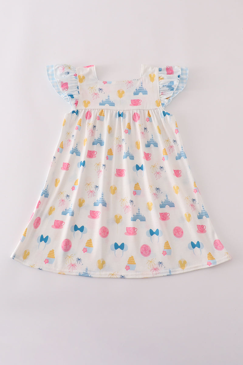 Fireworks castle print dress