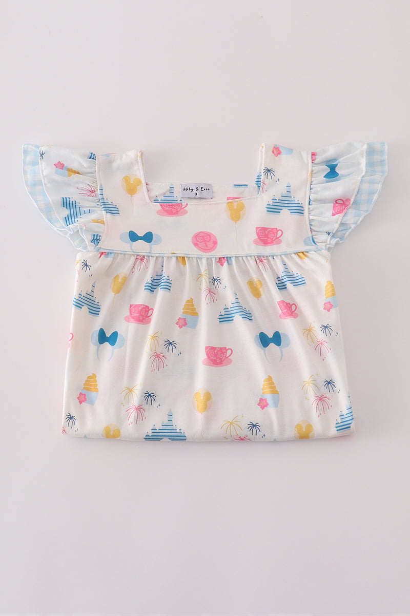 Fireworks castle print dress