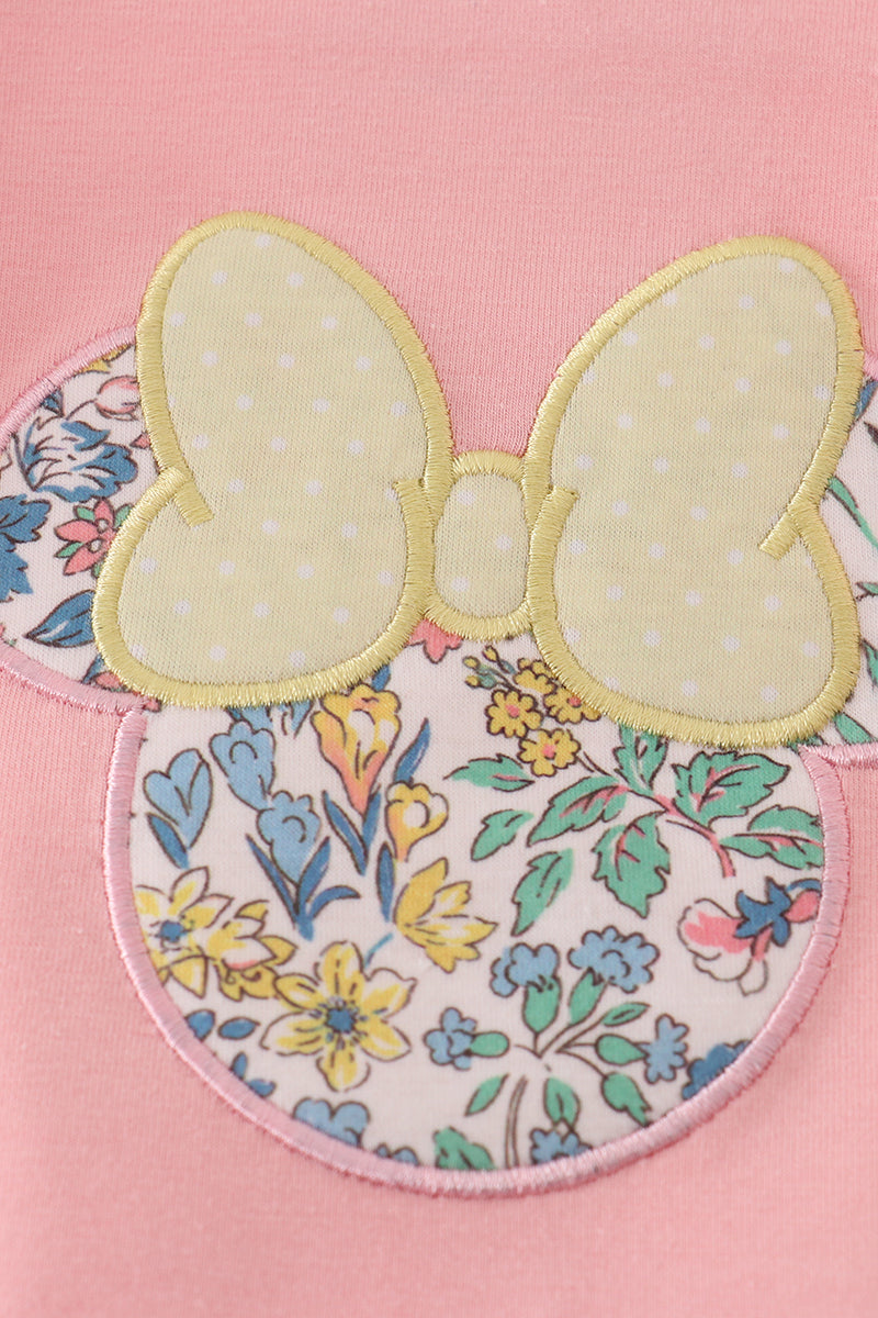 Pink floral character applique bloomer set