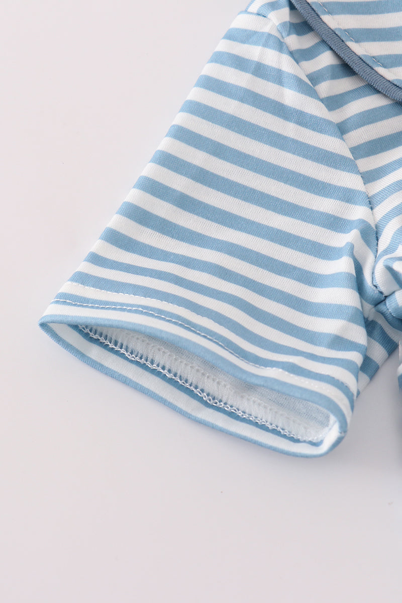 Blue stripe character embroidery bubble