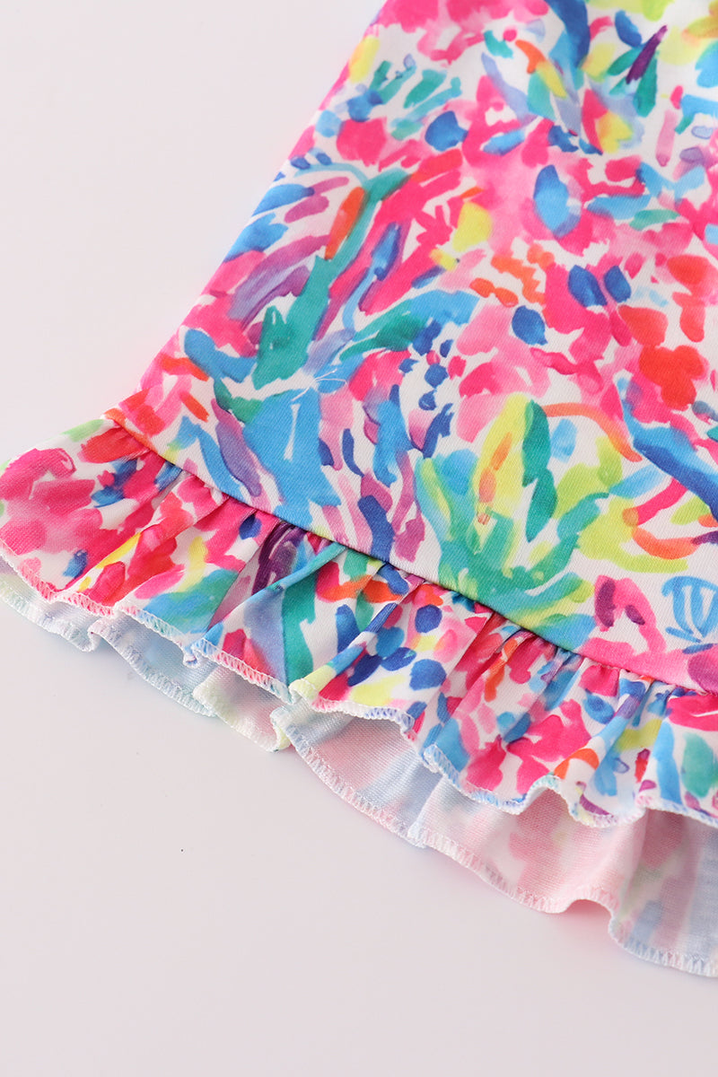 Yellow character carnival whirl shorts set