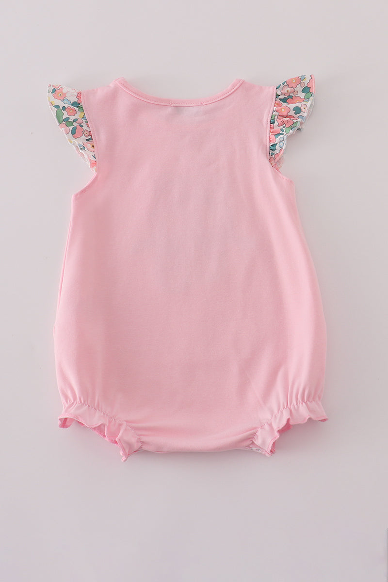 Pink ballet shoe applique ruffle bubble
