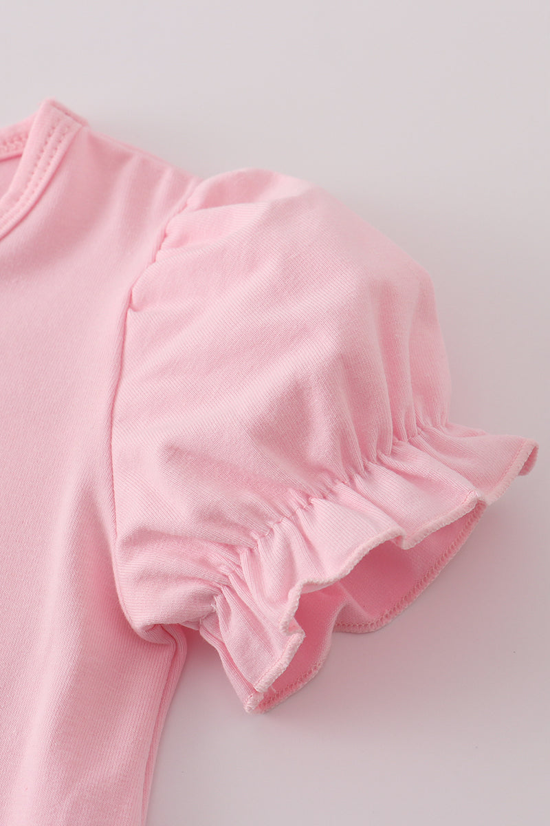 Pink ballet shoe applique bloomer set
