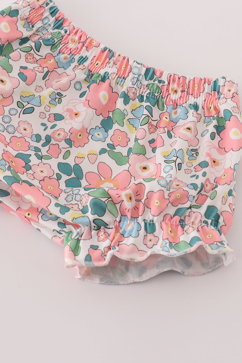 Pink ballet shoe applique bloomer set