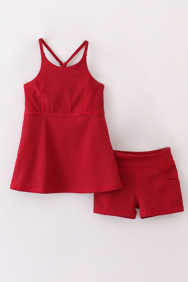 Maroon 2pc active dress